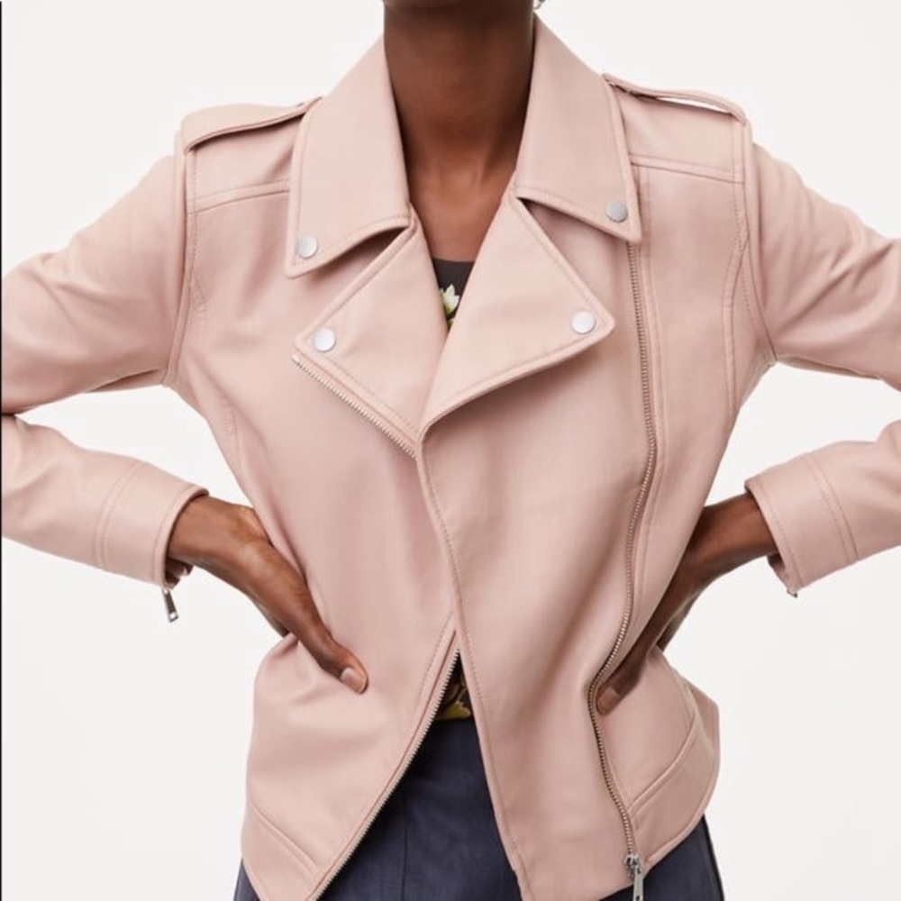 Loft Blush Vegan Leather Moto Jacket